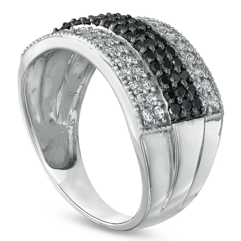 Image of ID 1 10 CT TW Enhanced Black and White Natural Diamond Anniversary Ring in Solid 10K White Gold