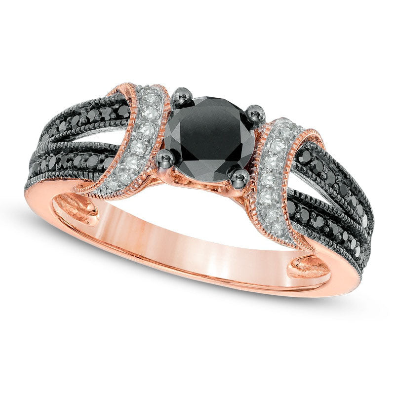 Image of ID 1 10 CT TW Enhanced Black and White Natural Diamond Collar Engagement Ring in Solid 10K Rose Gold
