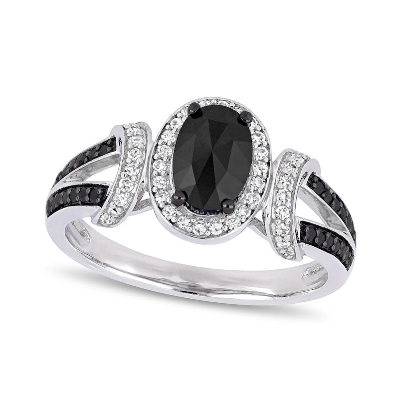 Image of ID 1 10 CT TW Enhanced Black and White Natural Diamond Collar Split Shank Engagement Ring in Solid 10K White Gold