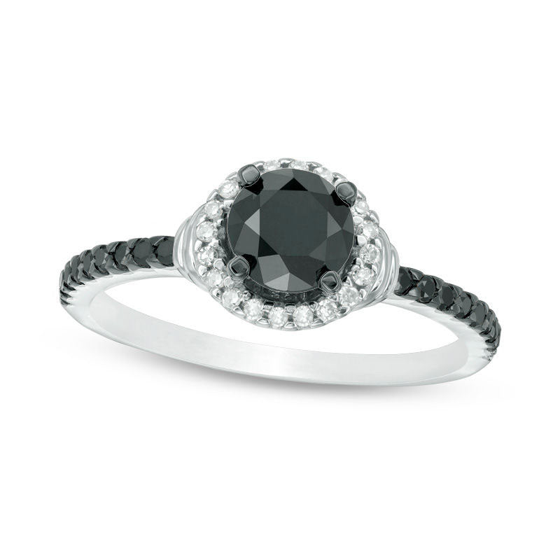 Image of ID 1 10 CT TW Enhanced Black and White Natural Diamond Frame Engagement Ring in Solid 10K White Gold - Size 7