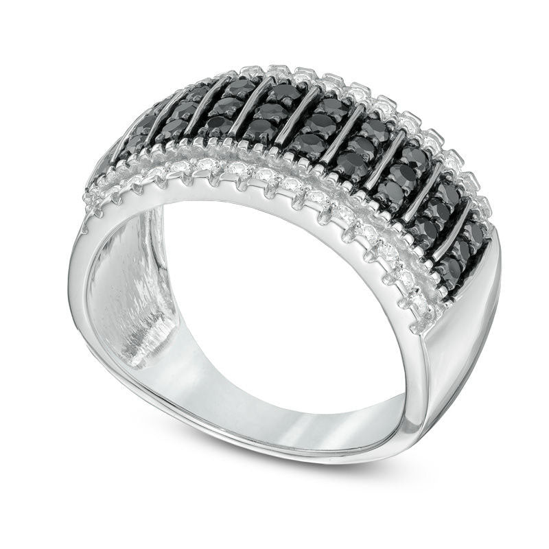 Image of ID 1 10 CT TW Enhanced Black and White Natural Diamond Stripe Fashion Band in Solid 10K White Gold