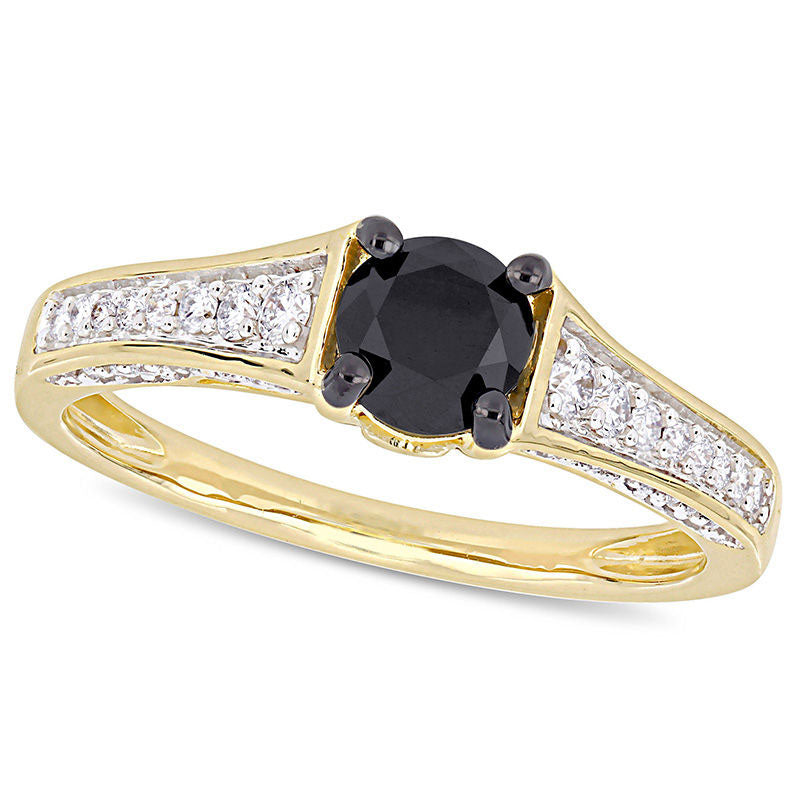 Image of ID 1 10 CT TW Enhanced Black and White Natural Diamond Tapered Shank Engagement Ring in Solid 14K Gold