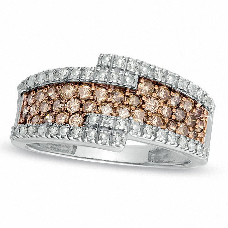 Image of ID 1 10 CT TW Enhanced Champagne and White Natural Diamond Fashion Ring in Solid 10K White Gold