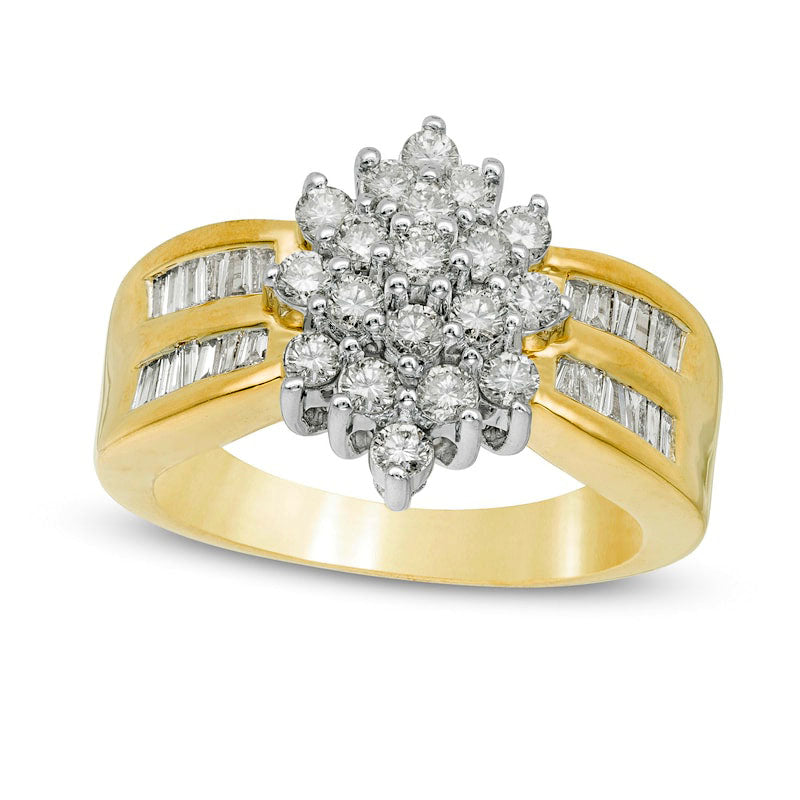 Image of ID 1 10 CT TW Marquise Composite Natural Diamond Ring in Solid 10K Yellow Gold