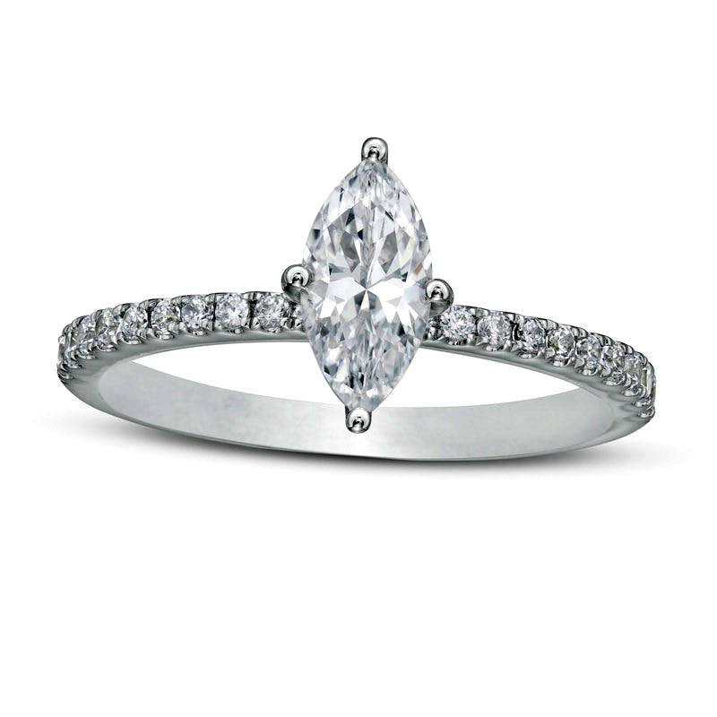 Image of ID 1 10 CT TW Marquise Natural Diamond Engagement Ring in Solid 14K White Gold (I/I1)