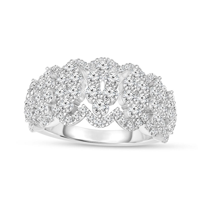 Image of ID 1 10 CT TW Marquise-Shaped Composite Natural Diamond Scallop Frame Ring in Solid 10K White Gold