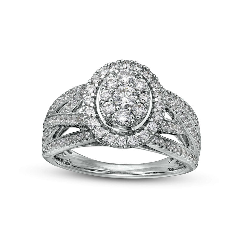 Image of ID 1 10 CT TW Multi-Natural Diamond Frame Twist Shank Ring in Solid 10K White Gold