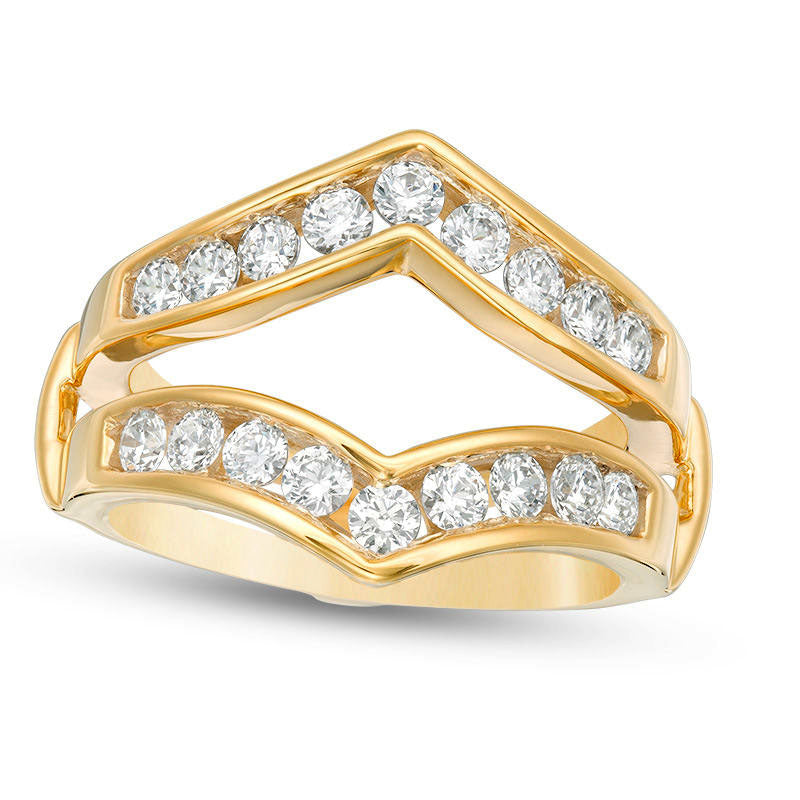Image of ID 1 10 CT TW Natural Clarity Enhanced Diamond Chevron Solitaire Enhancer in Solid 14K Gold
