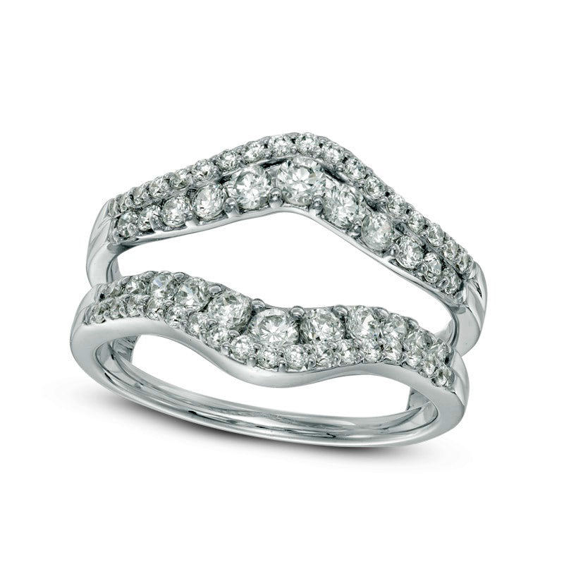 Image of ID 1 10 CT TW Natural Clarity Enhanced Diamond Chevron Solitaire Enhancer in Solid 14K White Gold