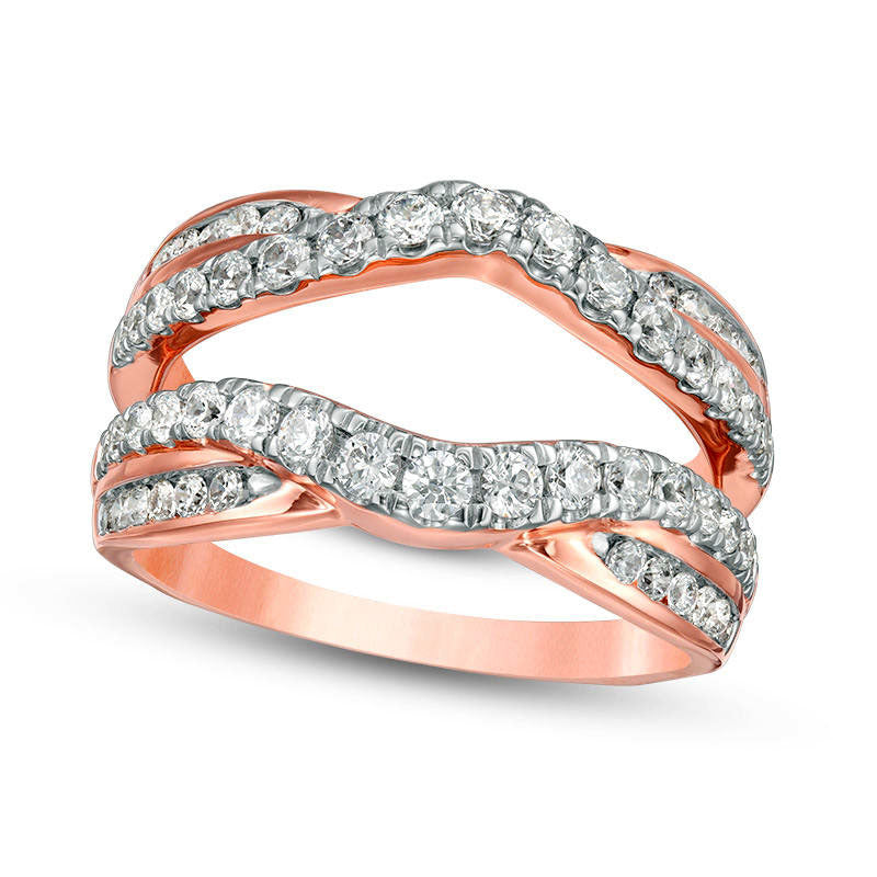 Image of ID 1 10 CT TW Natural Clarity Enhanced Diamond Criss-Cross Ring Solitaire Enhancer in Solid 14K Rose Gold