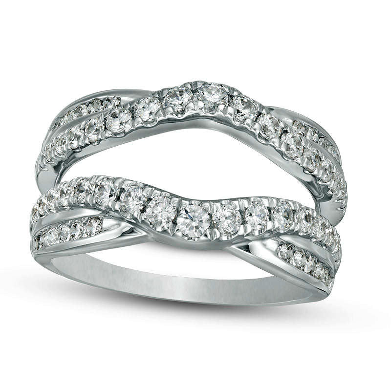 Image of ID 1 10 CT TW Natural Clarity Enhanced Diamond Criss-Cross Ring Solitaire Enhancer in Solid 14K White Gold