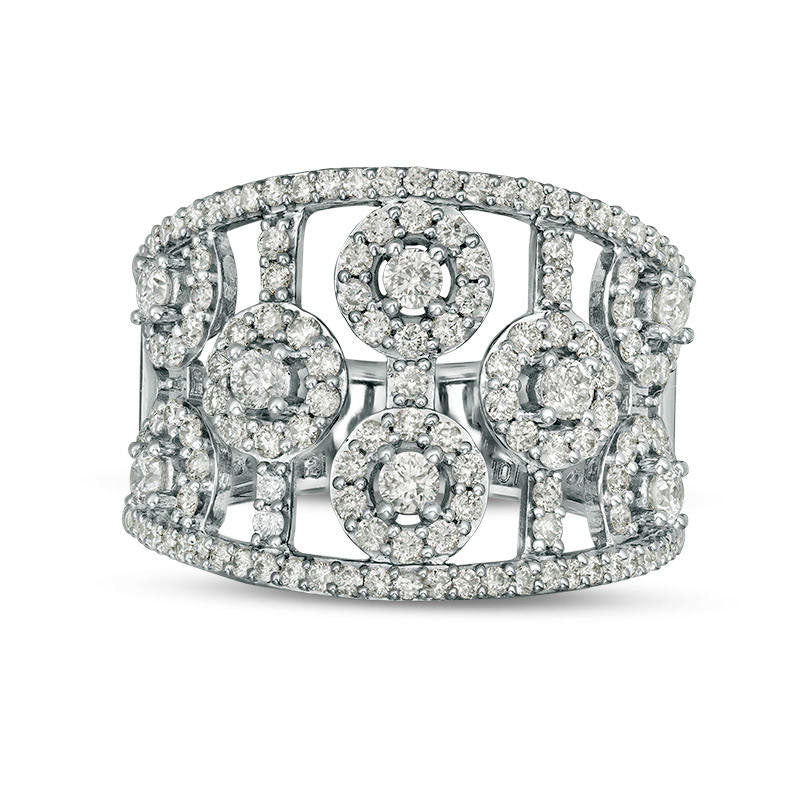 Image of ID 1 10 CT TW Natural Diamond Alternating Frame Ring in Solid 10K White Gold