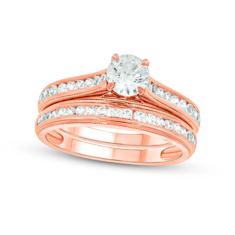 Image of ID 1 10 CT TW Natural Diamond Antique Vintage-Style Bridal Engagement Ring Set in Solid 14K Rose Gold (I/I2)