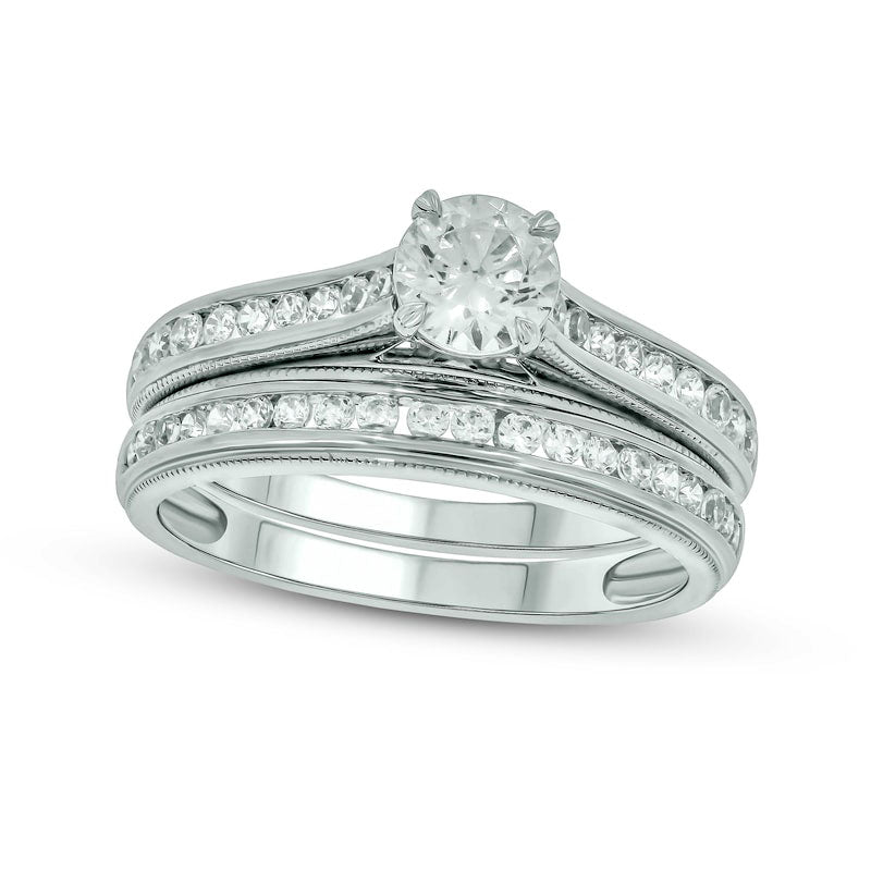 Image of ID 1 10 CT TW Natural Diamond Antique Vintage-Style Bridal Engagement Ring Set in Solid 14K White Gold (I/I2)