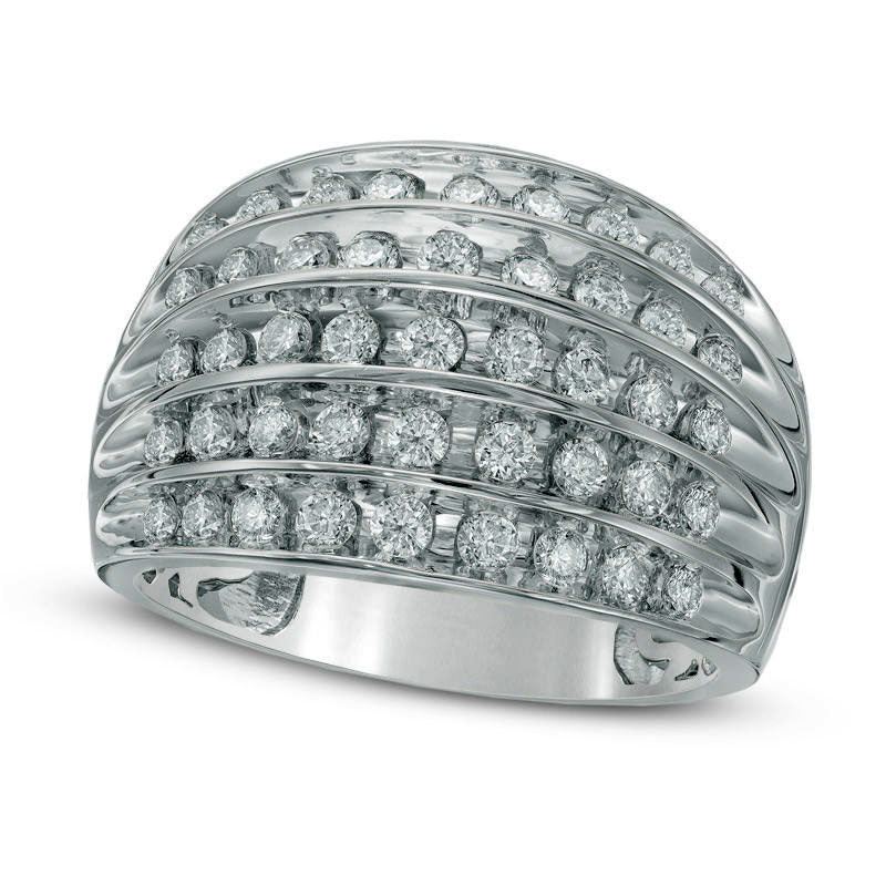 Image of ID 1 10 CT TW Natural Diamond Antique Vintage-Style Dome Anniversary Ring in Solid 14K White Gold