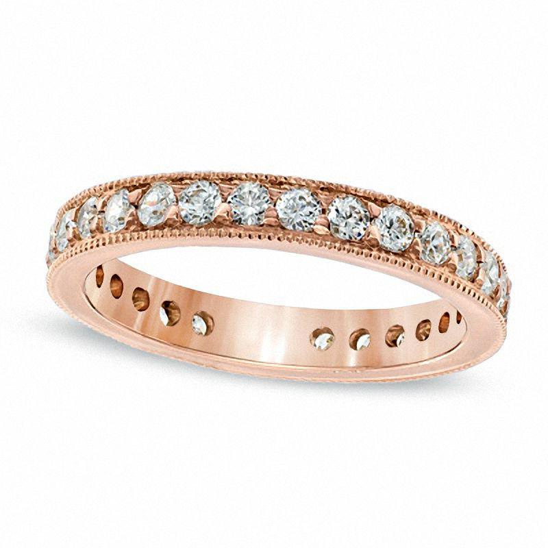 Image of ID 1 10 CT TW Natural Diamond Antique Vintage-Style Eternity Wedding Band in Solid 14K Rose Gold