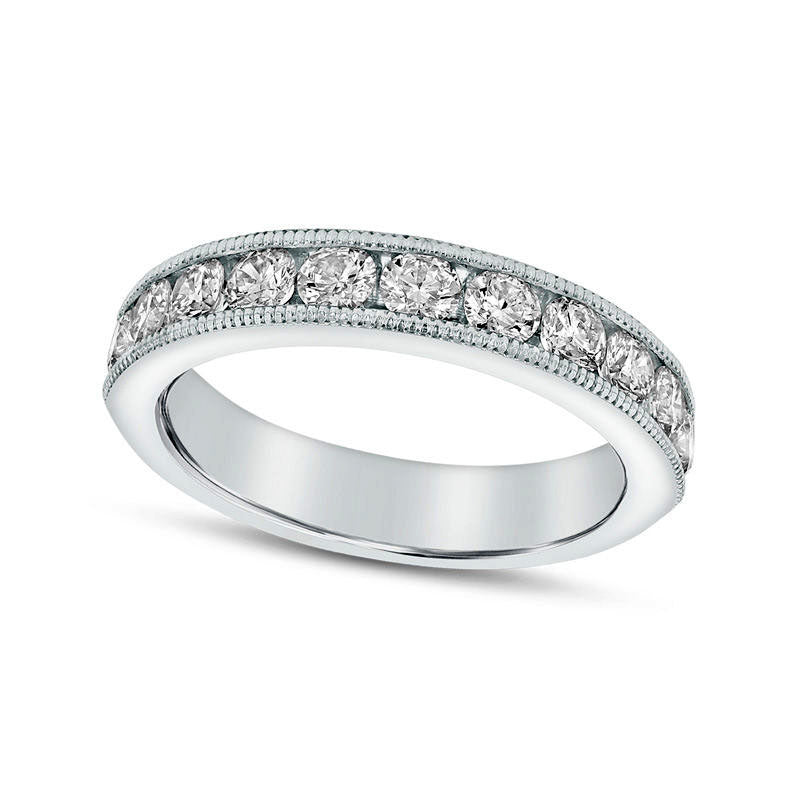 Image of ID 1 10 CT TW Natural Diamond Antique Vintage-Style Wedding Band in Solid 18K White Gold (G/SI2)