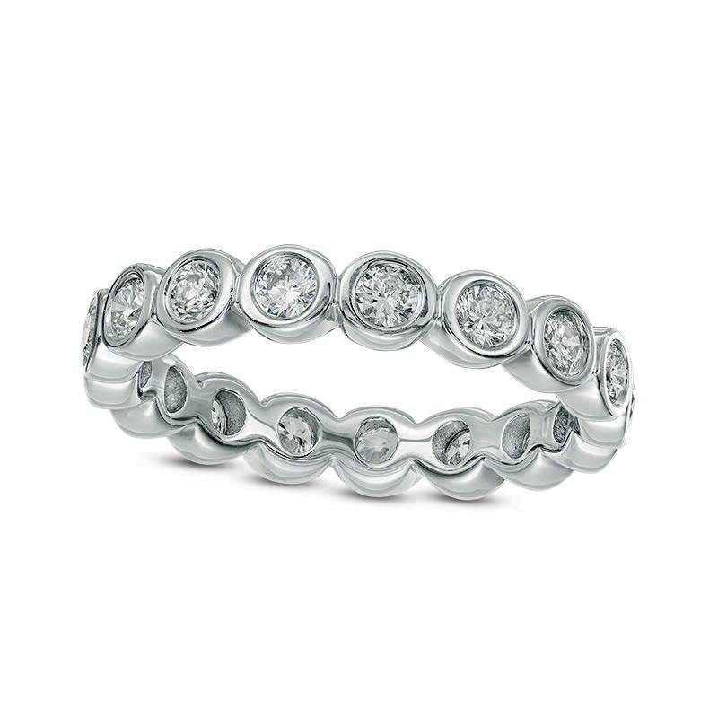 Image of ID 1 10 CT TW Natural Diamond Bezel-Set Eternity Band in Solid 14K White Gold