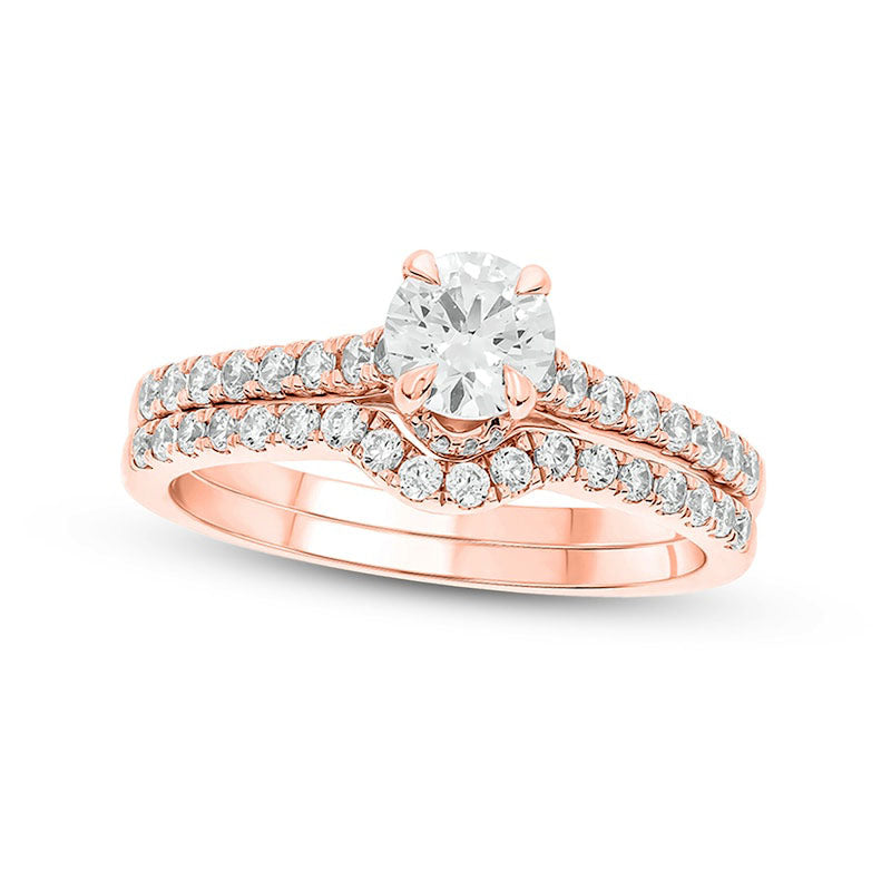 Image of ID 1 10 CT TW Natural Diamond Bridal Engagement Ring Set in Solid 14K Rose Gold (I/I2)