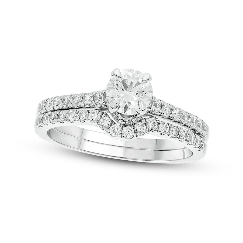 Image of ID 1 10 CT TW Natural Diamond Bridal Engagement Ring Set in Solid 14K White Gold (I/I2)