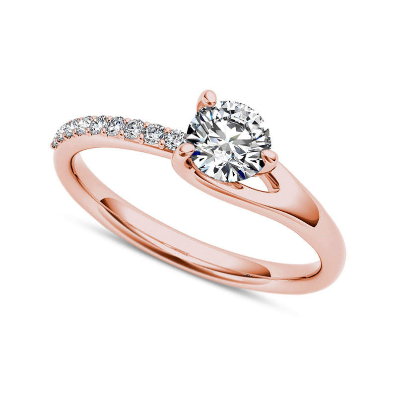 Image of ID 1 10 CT TW Natural Diamond Bypass Engagement Ring in Solid 14K Rose Gold