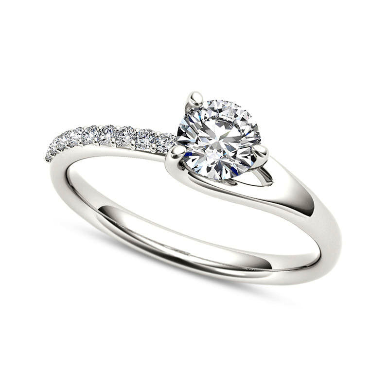 Image of ID 1 10 CT TW Natural Diamond Bypass Engagement Ring in Solid 14K White Gold