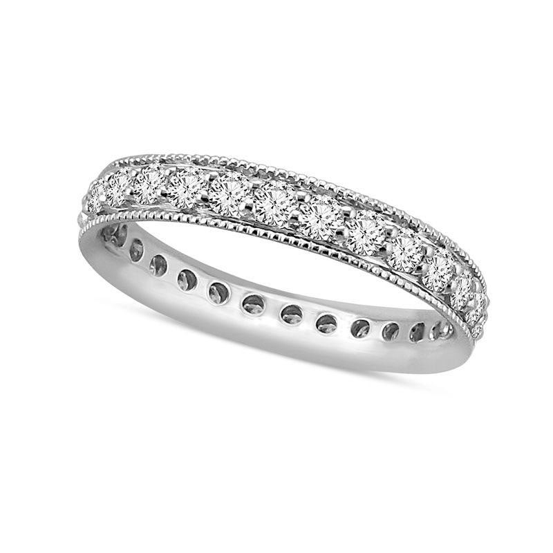 Image of ID 1 10 CT TW Natural Diamond Channel Set Antique Vintage-Style Eternity Wedding Band in Solid 14K White Gold