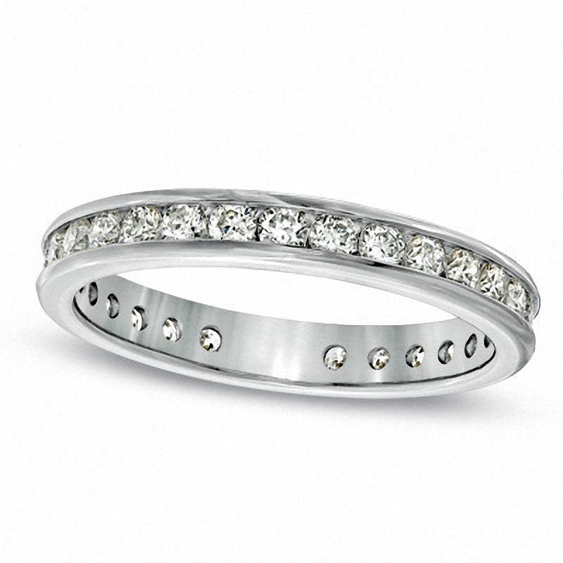 Image of ID 1 10 CT TW Natural Diamond Channel-Set Eternity Wedding Band in Solid 14K White Gold