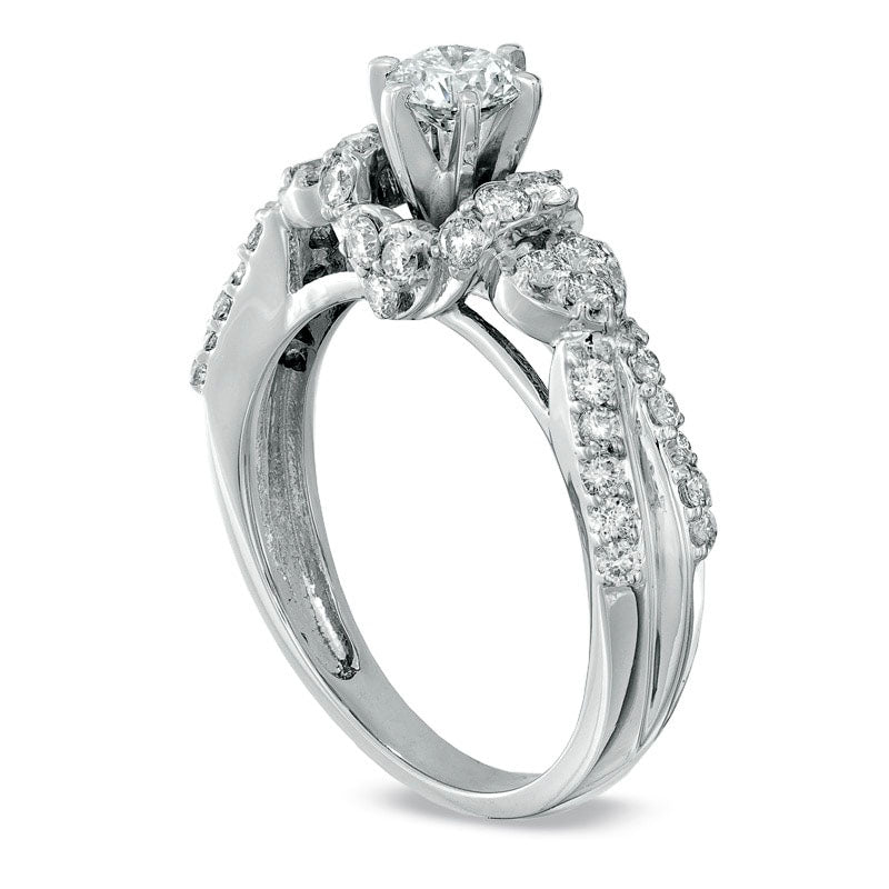 Image of ID 1 10 CT TW Natural Diamond Cluster Engagement Ring in Solid 14K White Gold