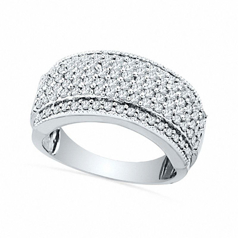Image of ID 1 10 CT TW Natural Diamond Cluster Wide Anniversary Band in Solid 10K White Gold