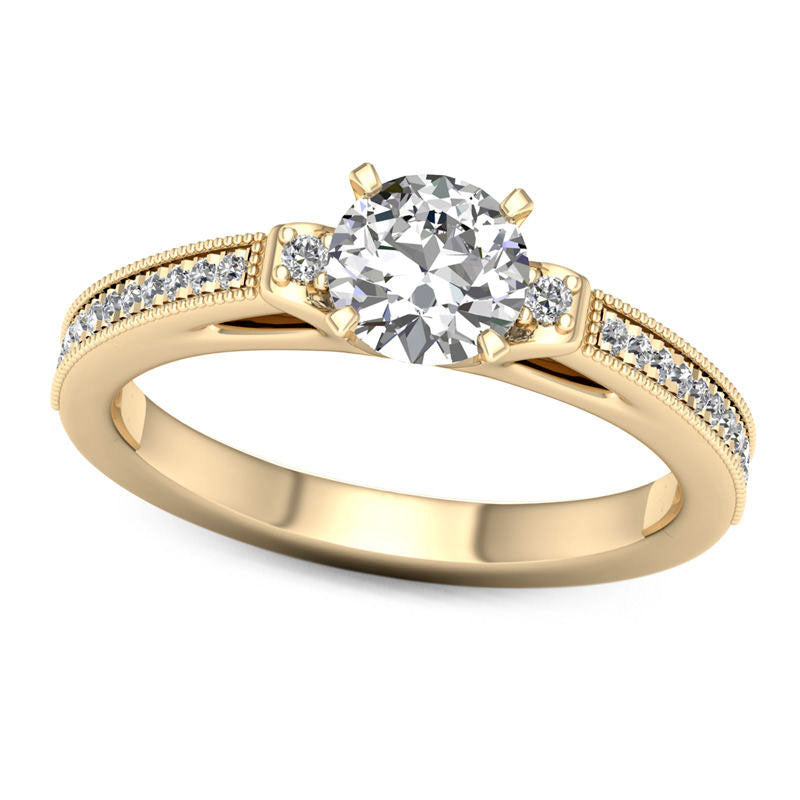 Image of ID 1 10 CT TW Natural Diamond Collar Antique Vintage-Style Engagement Ring in Solid 14K Gold