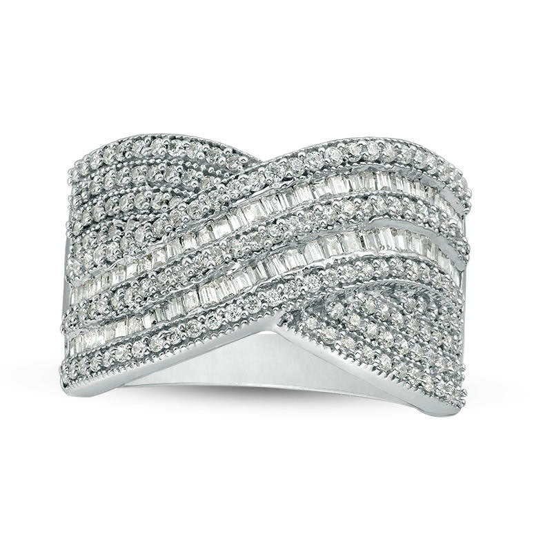 Image of ID 1 10 CT TW Natural Diamond Crossover Ring in Solid 10K White Gold