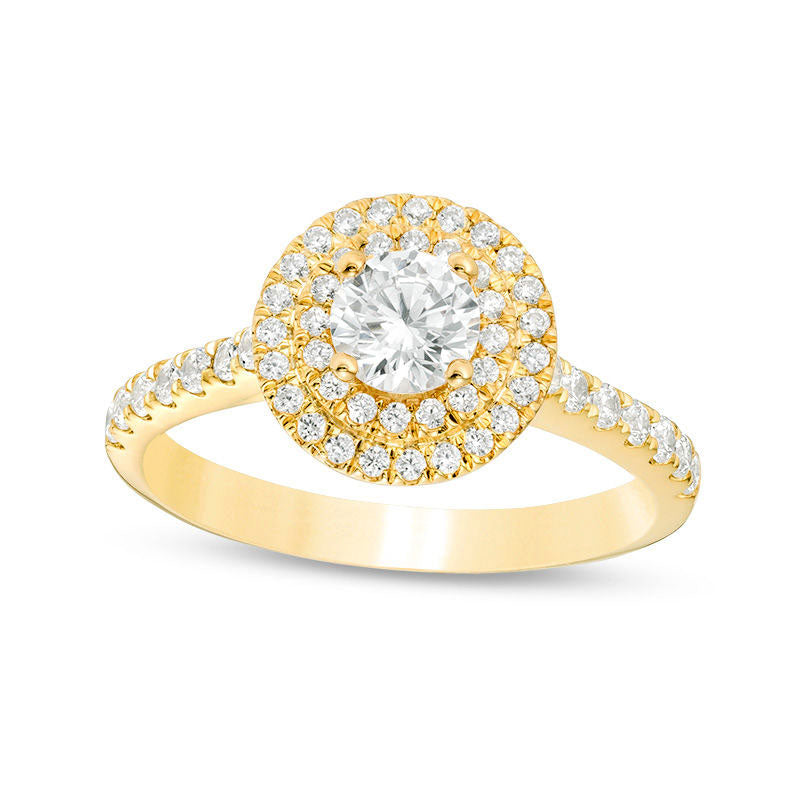 Image of ID 1 10 CT TW Natural Diamond Double Frame Engagement Ring in Solid 14K Gold