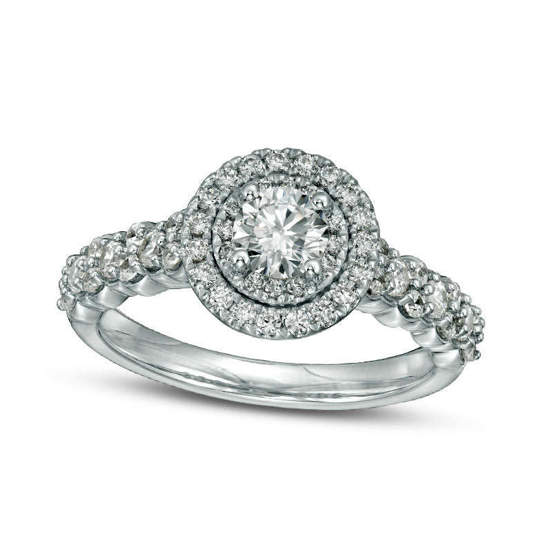 Image of ID 1 10 CT TW Natural Diamond Double Frame Engagement Ring in Solid 18K White Gold (I/SI2)