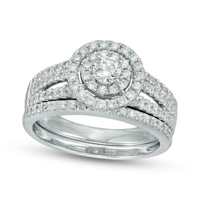 Image of ID 1 10 CT TW Natural Diamond Double Frame Multi-Row Engagement Ring in Solid 14K White Gold