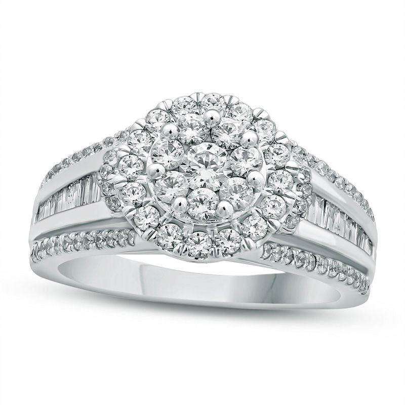 Image of ID 1 10 CT TW Natural Diamond Double Frame Multi-Row Shank Engagement Ring in Solid 14K White Gold
