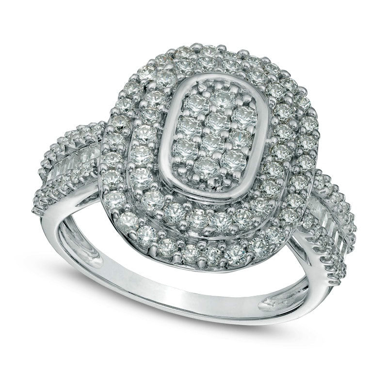 Image of ID 1 10 CT TW Natural Diamond Double Oval Frame Ring in Solid 10K White Gold