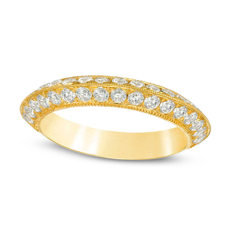 Image of ID 1 10 CT TW Natural Diamond Double Row Antique Vintage-Style Wedding Band in Solid 10K Yellow Gold