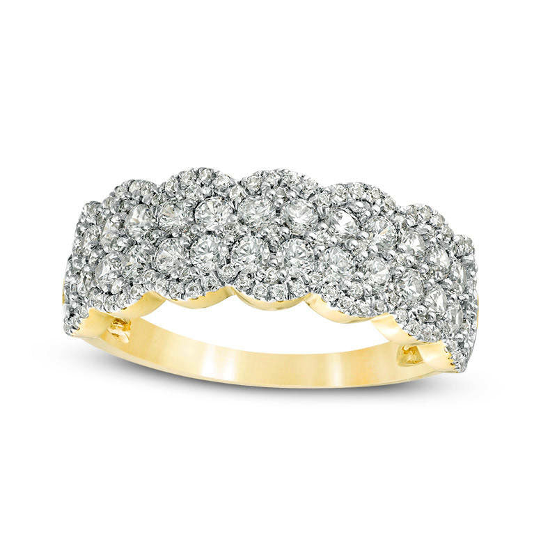 Image of ID 1 10 CT TW Natural Diamond Double Row Scallop-Edge Band in Solid 10K Yellow Gold