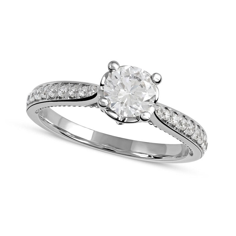 Image of ID 1 10 CT TW Natural Diamond Engagement Ring in Solid 10K White Gold (J/I3)