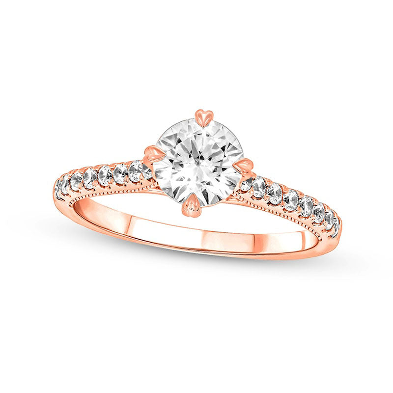 Image of ID 1 10 CT TW Natural Diamond Engagement Ring in Solid 14K Rose Gold (I/I2)