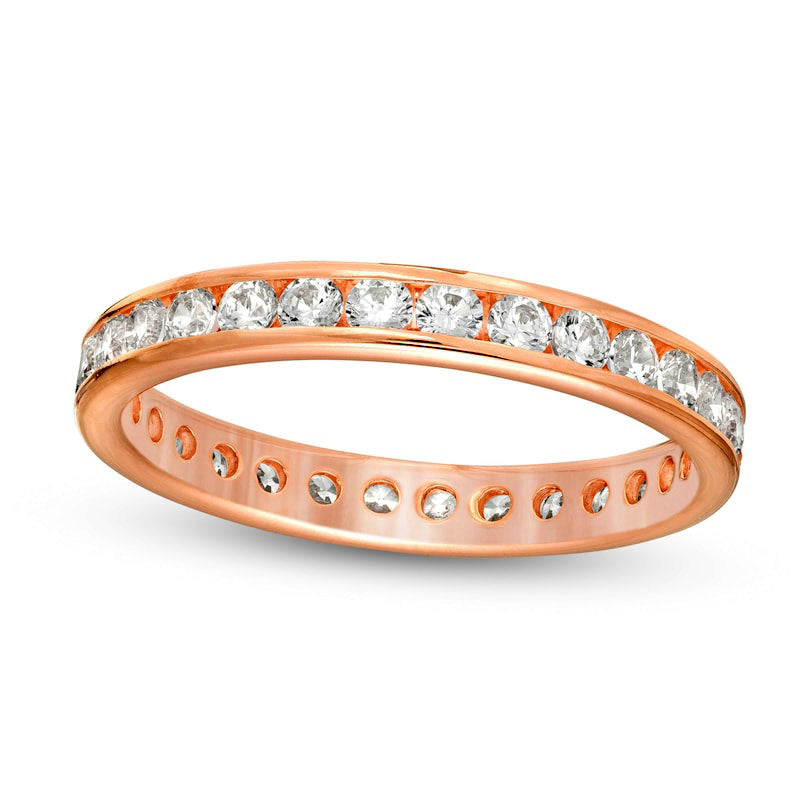 Image of ID 1 10 CT TW Natural Diamond Eternity Wedding Band in Solid 18K Rose Gold (G/SI2)