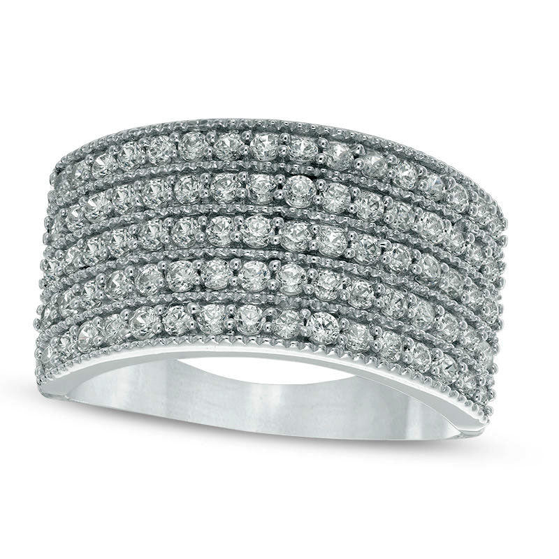 Image of ID 1 10 CT TW Natural Diamond Five Row Anniversary Ring in Solid 10K White Gold