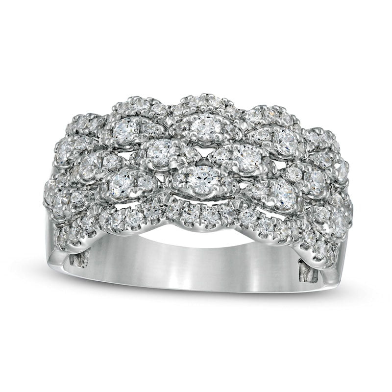 Image of ID 1 10 CT TW Natural Diamond Five Row Lattice Ring in Solid 10K White Gold