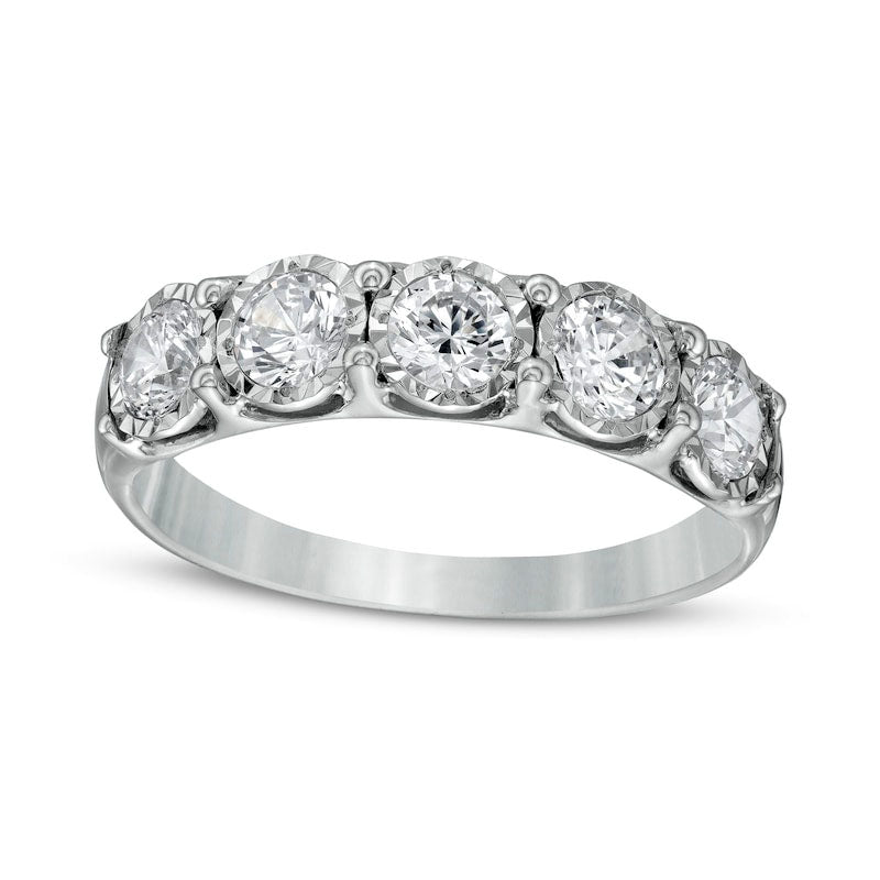 Image of ID 1 10 CT TW Natural Diamond Five Stone Anniversary Band in Solid 10K White Gold