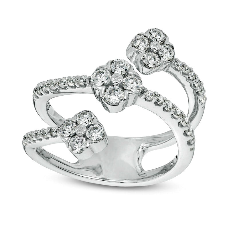 Image of ID 1 10 CT TW Natural Diamond Flower Orbit Wrap Ring in Solid 10K White Gold