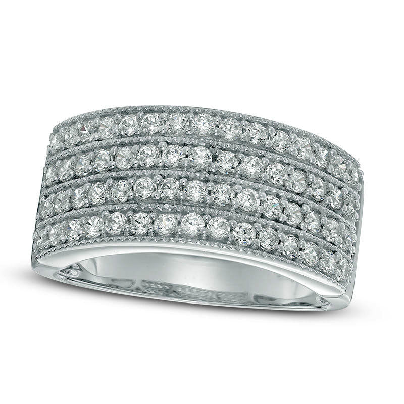 Image of ID 1 10 CT TW Natural Diamond Four Row Anniversary Ring in Solid 10K White Gold
