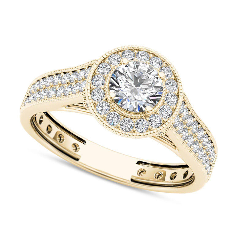 Image of ID 1 10 CT TW Natural Diamond Frame Antique Vintage-Style Double Row Engagement Ring in Solid 14K Gold