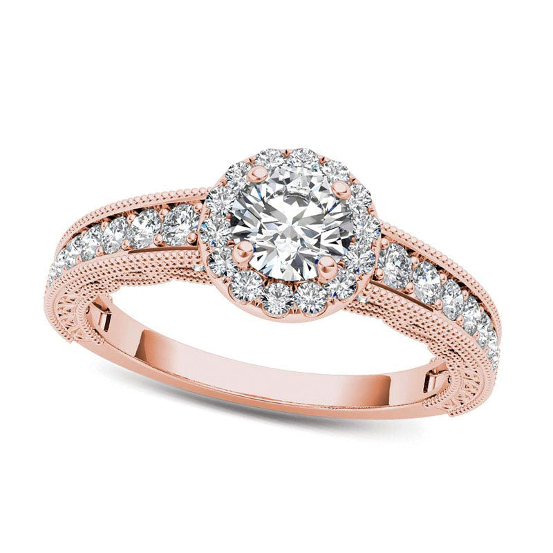 Image of ID 1 10 CT TW Natural Diamond Frame Antique Vintage-Style Engagement Ring in Solid 14K Rose Gold