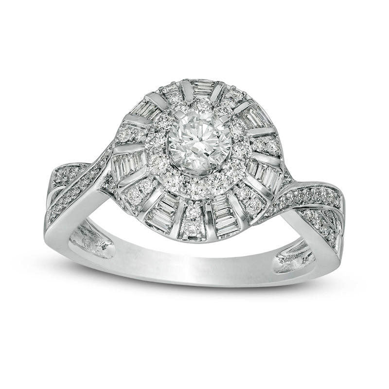 Image of ID 1 10 CT TW Natural Diamond Frame Twist Antique Vintage-Style Engagement Ring in Solid 10K White Gold